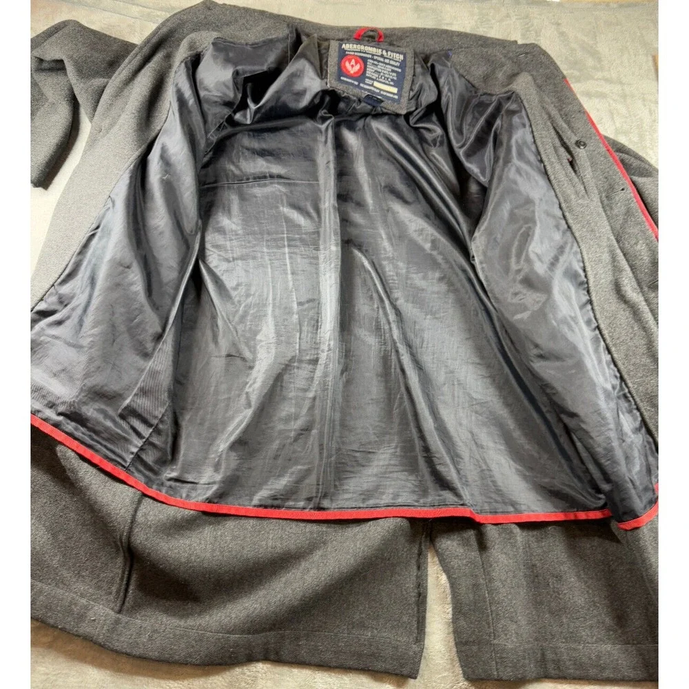 Abercrombie and Fitch Men's Wool Blend  Coat Trench Black Dark Gray XL